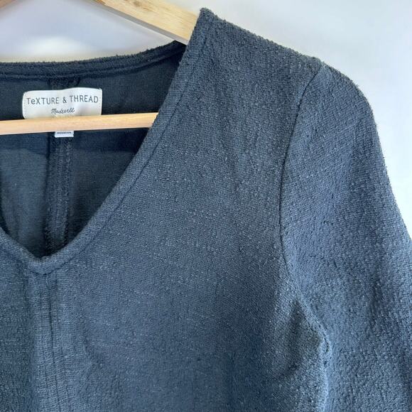 Madewell Texture & Thread Black 3/4 Balloon Sleeve V Neck Top Womens Size XS - Picture 7 of 14